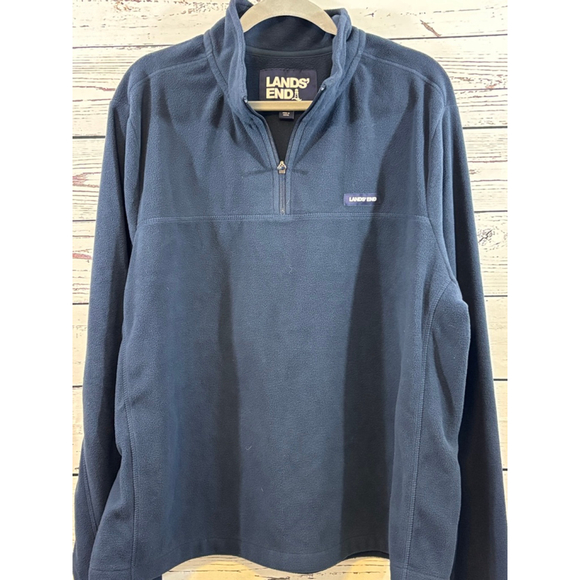 Men's Lands' End Navy Fleece 1/4 Zip Up Sweater XL - Picture 1 of 4